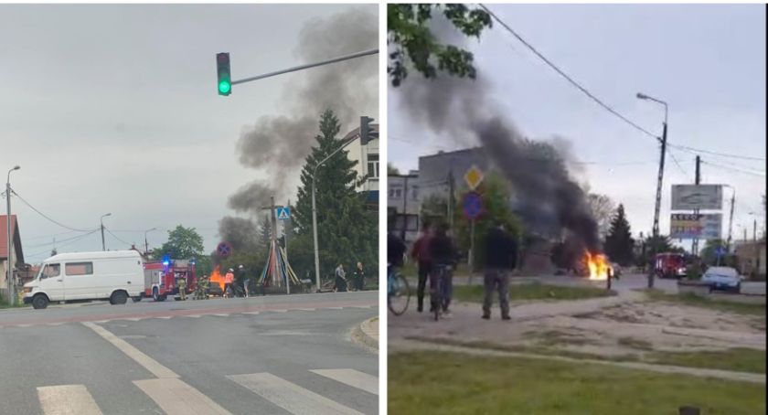 Pożar samochodu koło banku – Video
