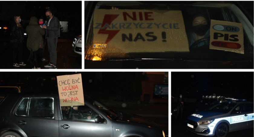 Protest samochodowy z mandatami