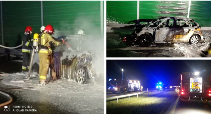 Pożar samochodu na S17 - Video 
