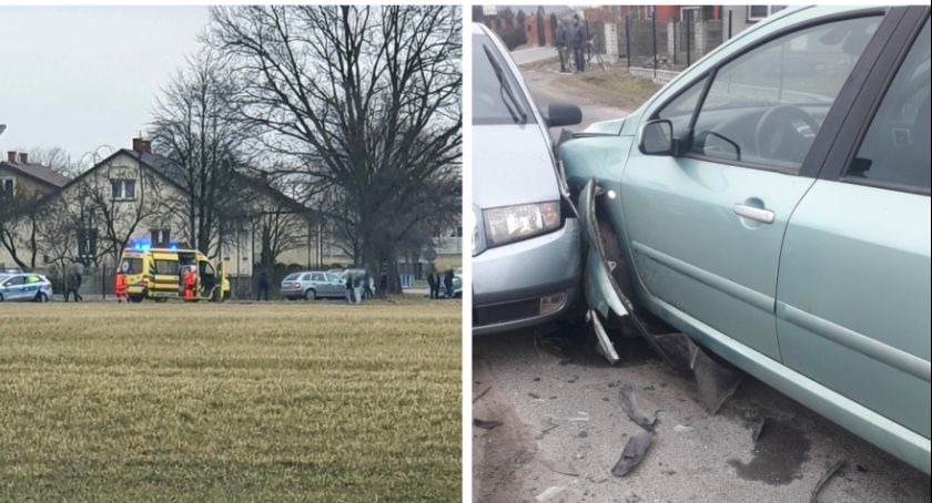 Wypadek – Czołowe zderzenie samochodów w Chęcinach