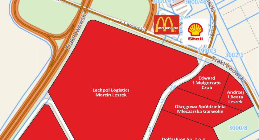 Park handlowy z dużym marketem stanie przy obwodnicy