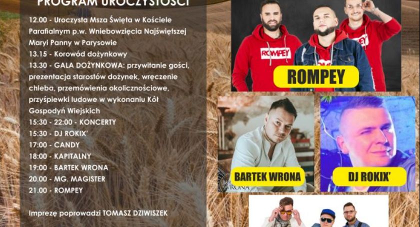 Koncertowe dożynki gminne w Parysowie już w niedzielę