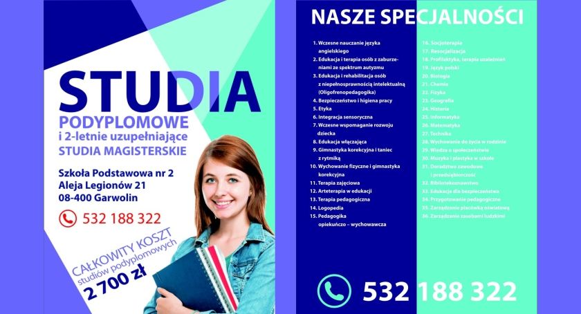 Studia podyplomowe w Garwolinie – Szeroki wybór specjalności w roku akademickim 2021/22