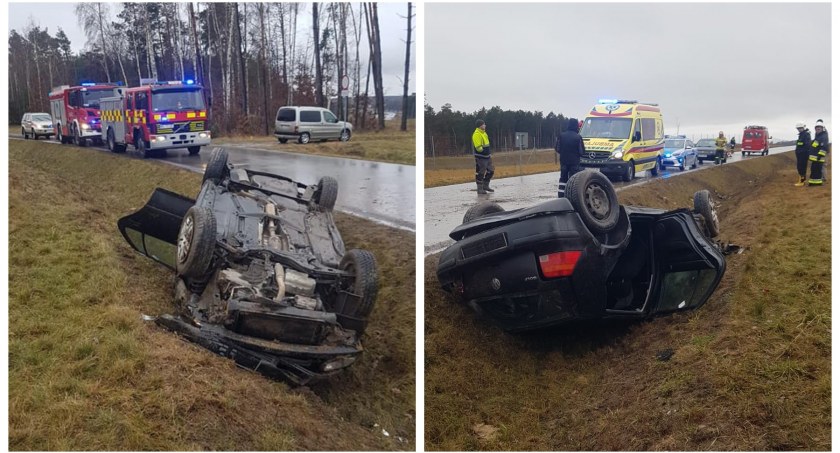Dachowanie volkswagena – Kierowca był nietrzeźwy