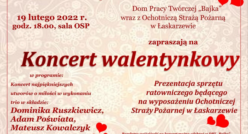 Do zakochania jeden krok – Koncert walentynkowy w Łaskarzewie