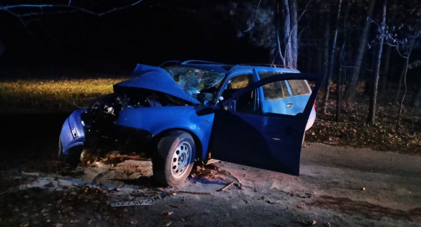 Volkswagen uderzył w drzewo