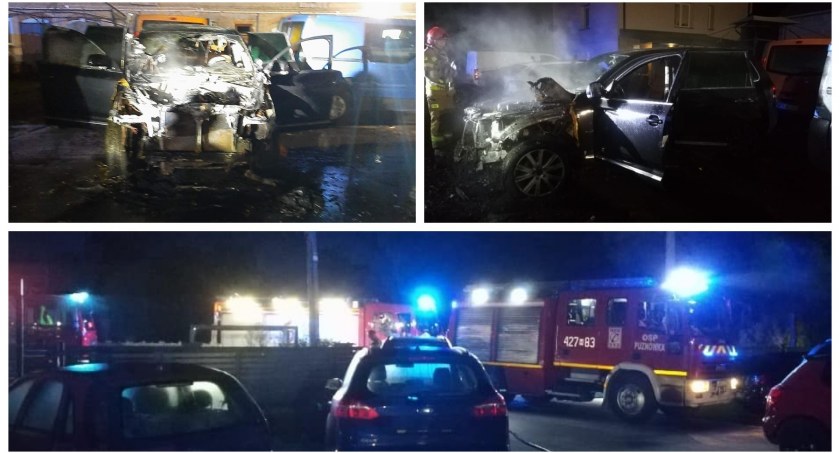 Pożar samochodu u mechanika