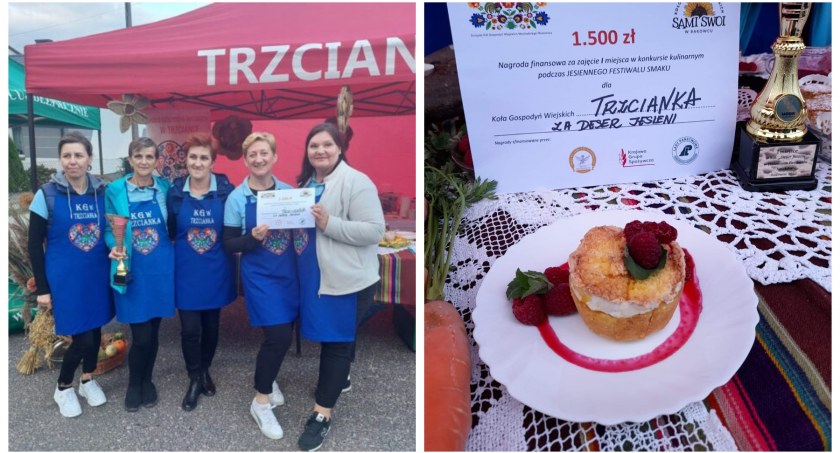 Szarlotka pod pierzynką z sosem malinowym KGW w Trzciance najlepszym deserem jesieni