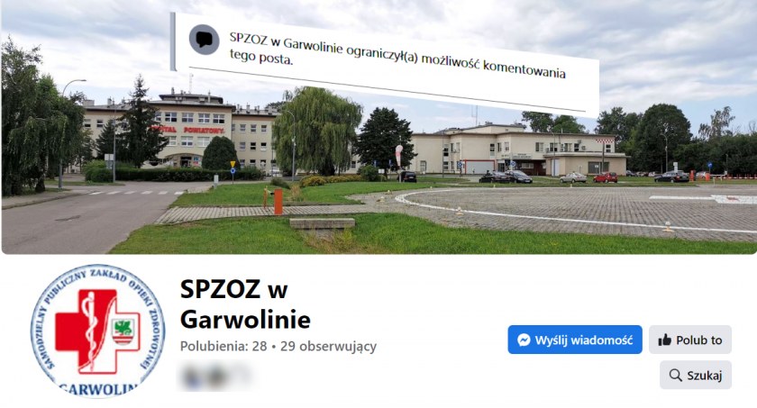 SPZOZ w Garwolinie na Facebooku! Komentowanie zostało ograniczone