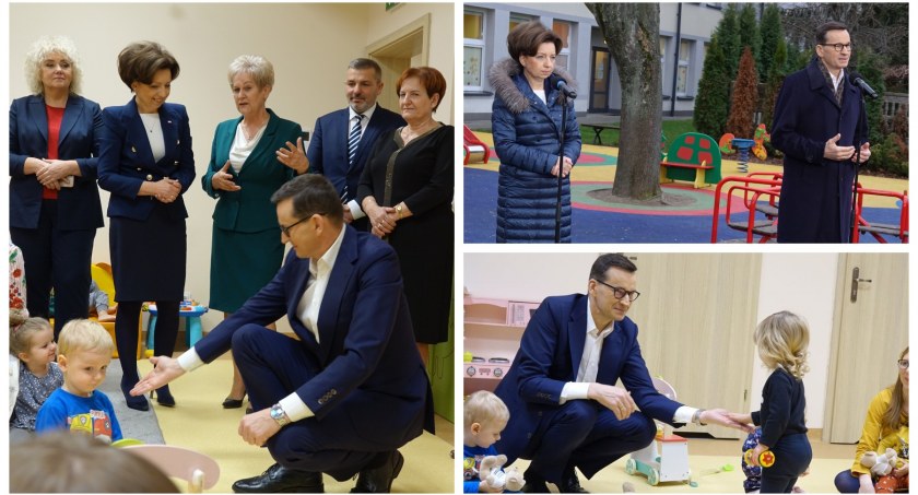 Premier Morawiecki i minister Maląg odwiedzili żłobek w Pilawie