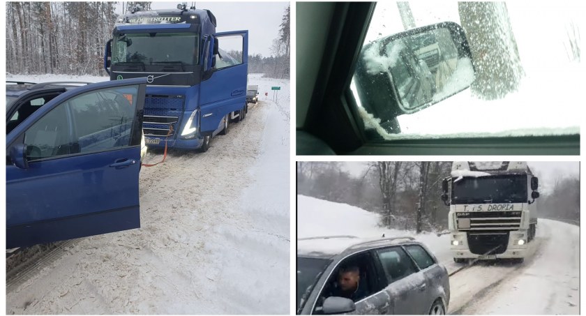 Kierowcy osobówek pomagają ciężarówkom! Na hol! 