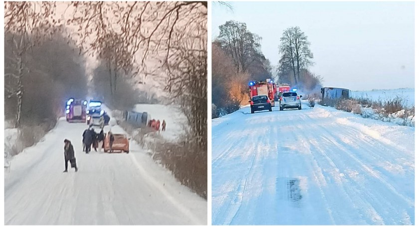 Autobus z 16 pasażerami wpadł do rowu – Są poszkodowani
