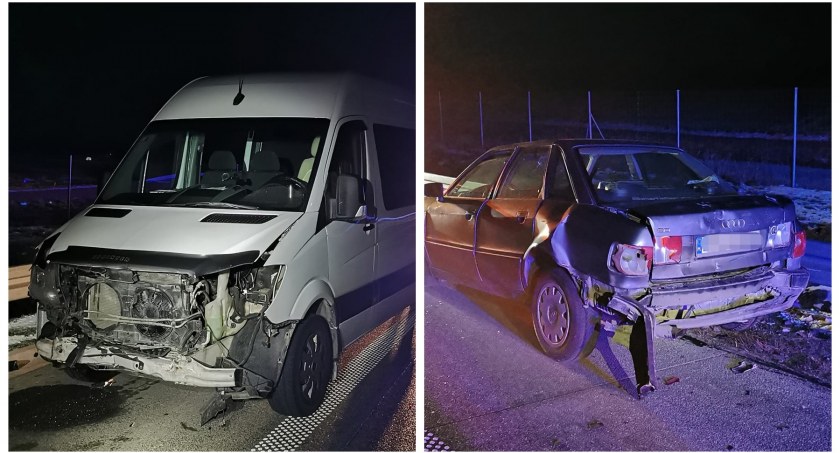 Wypadek na S17 – Dostawczy mercedes uderzył w audi