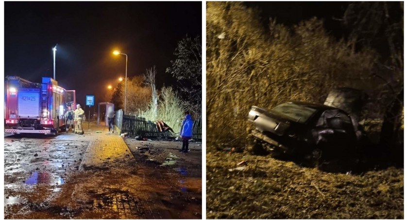 Kolizja audi z bmw – Po zderzeniu 22-latek wjechał w ogrodzenie i dachował