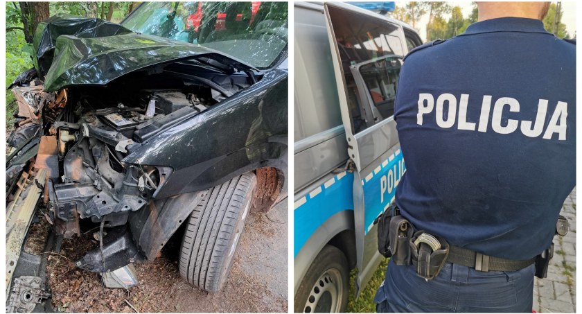 Mazda uderzyła w drzewo, kierowca zniknął