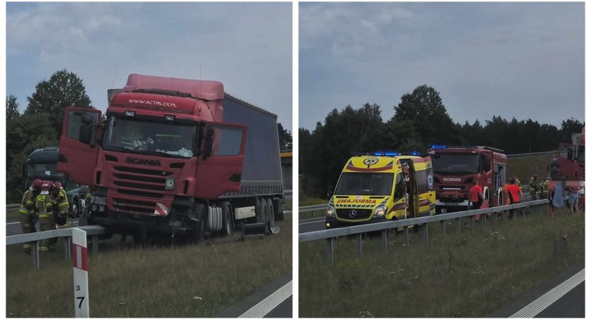 Wypadek na S17 – Kierowca ciężarówki zasłabł i najechał na barierę