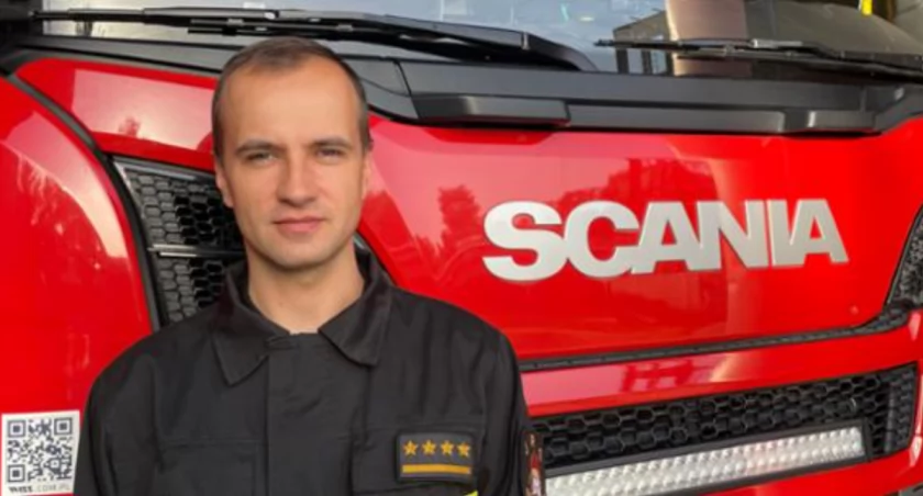 Strażak Robert Maszkiewicz uratował ludzkie życie 
