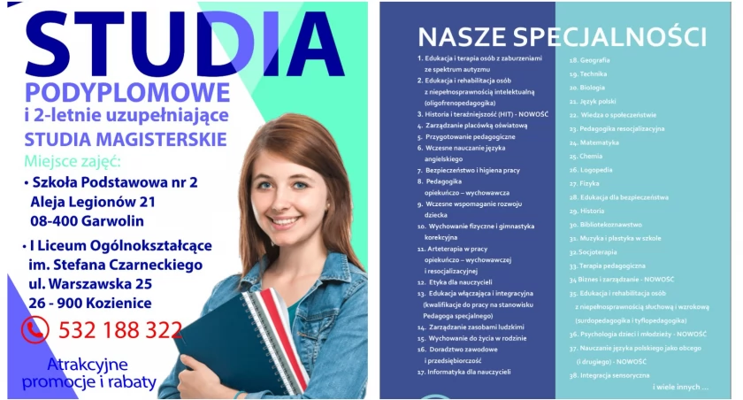 Garwolin: Studia podyplomowe i 2-letnie studia magisterskie na wyciągnięcie ręki! Sprawdź kierunki