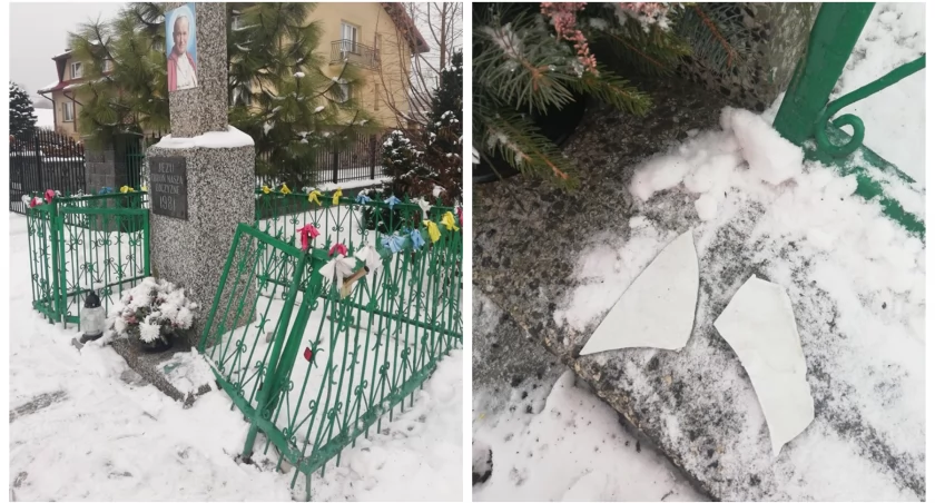 Kolizja i uszkodzenie płotka przy krzyżu – Sołtys prosi sprawcę o pilny kontakt