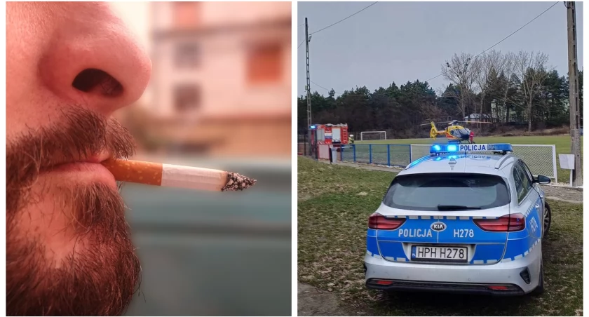 Mężczyzna zapalił się, bo dolewał paliwo z papierosem w ustach