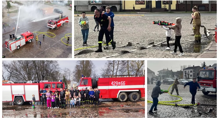 Strażacki Śmigus Dyngus na rynku! Było bardzo mokro!