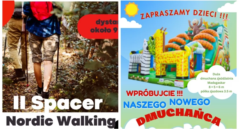 Spacer Nordic Walking i duża, dmuchana zjeżdżalnia dla dzieci!