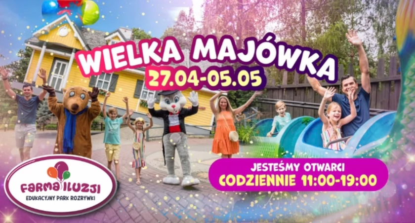 Wielka Majówka na Farmie Iluzji. Ponad tydzień rodzinnej zabawy w najbardziej popularnym parku tematycznym na Mazowszu