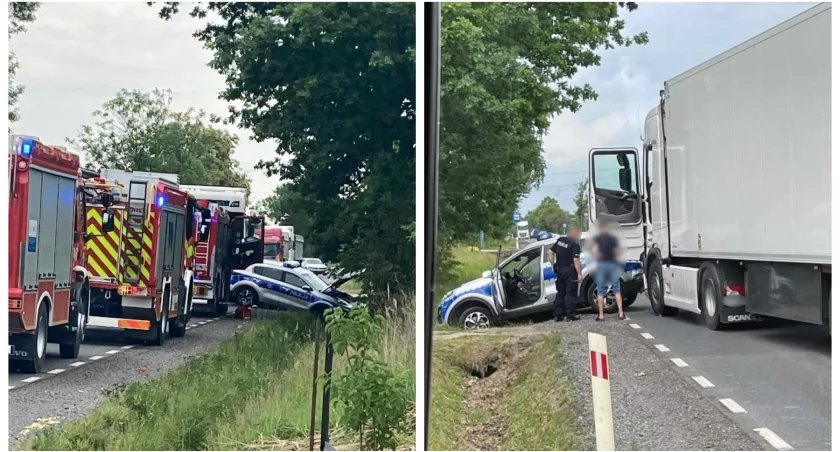 Zderzenie radiowozu z ciężarówką - Dwaj policjanci w szpitalu