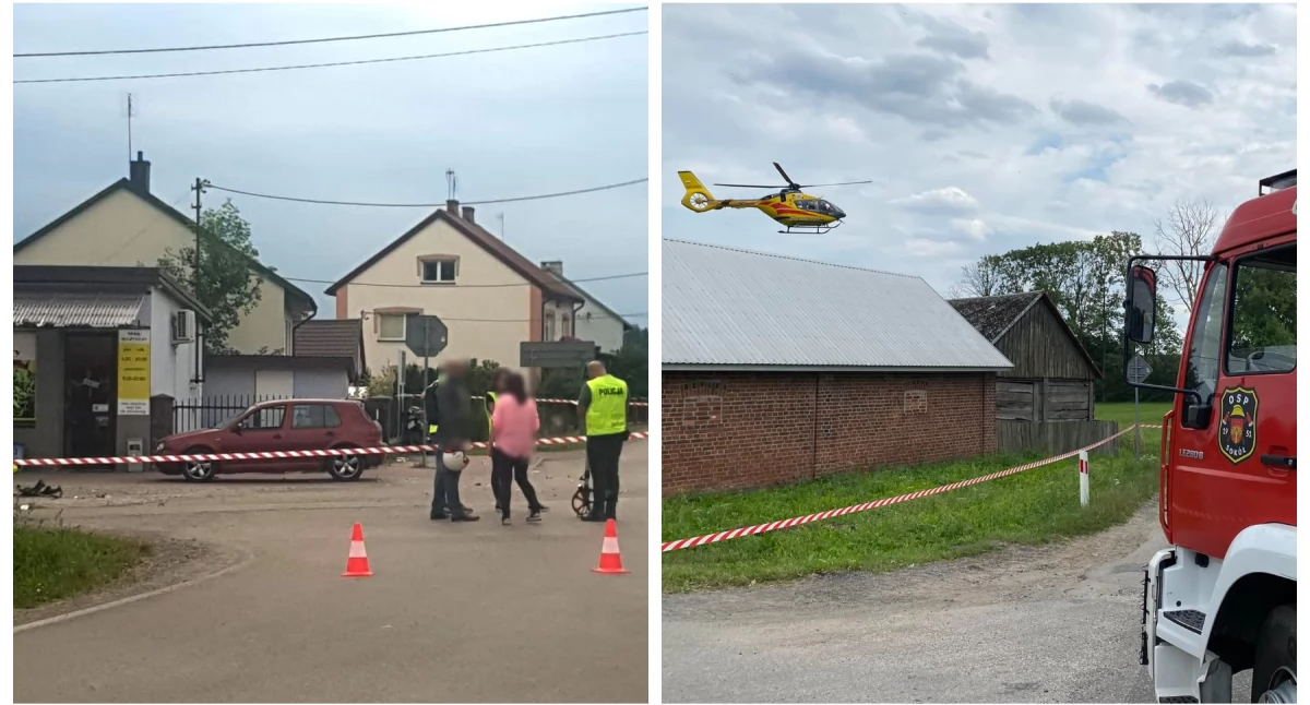 Poważny wypadek z udziałem motocyklisty – Trzy osoby w szpitalu