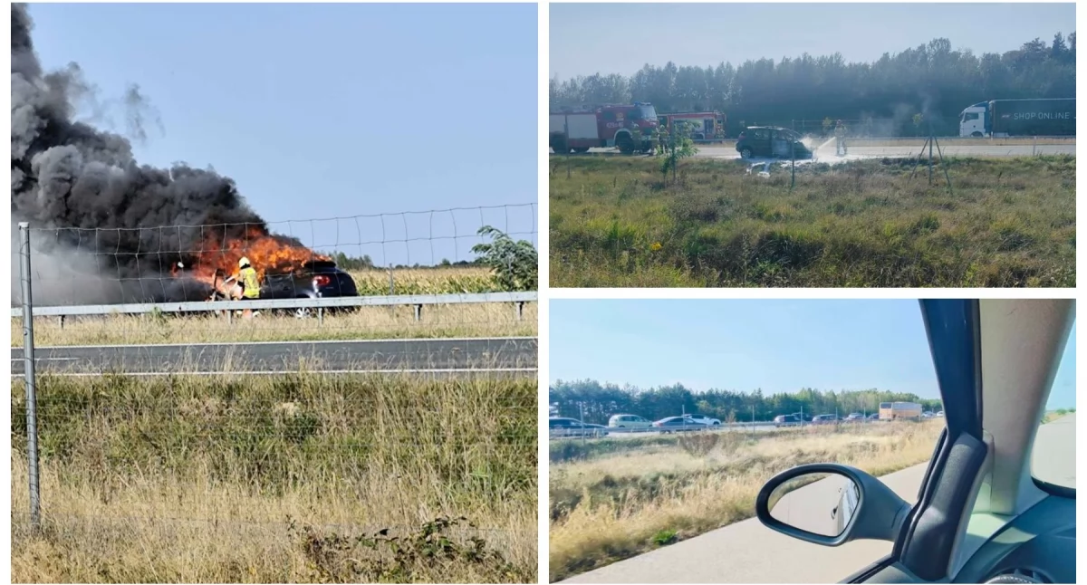 Pożar samochodu na ekspresówce! S17 stoi