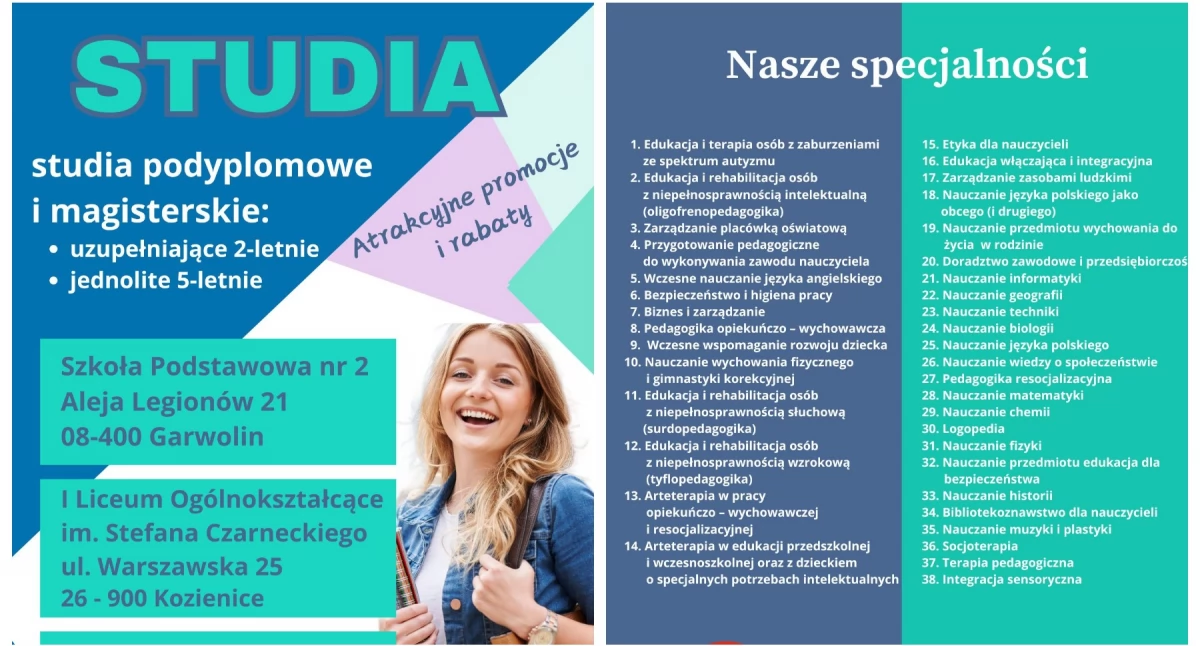 Studia podyplomowe i magisterskie na miejscu - 38 specjalności w roku 2024/25
