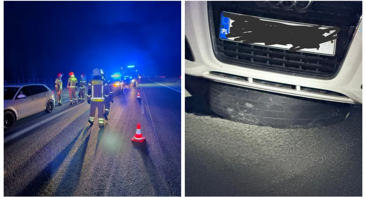 Trzy samochody wjechały w leżące na S17 koło 