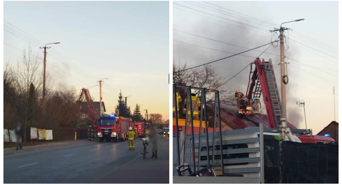 Pożar domu - Strażacy walczyli z ogniem. Jedna osoba poparzona
