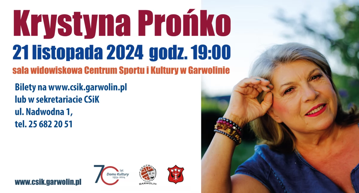 Krystyna Prońko wystąpi w Garwolinie