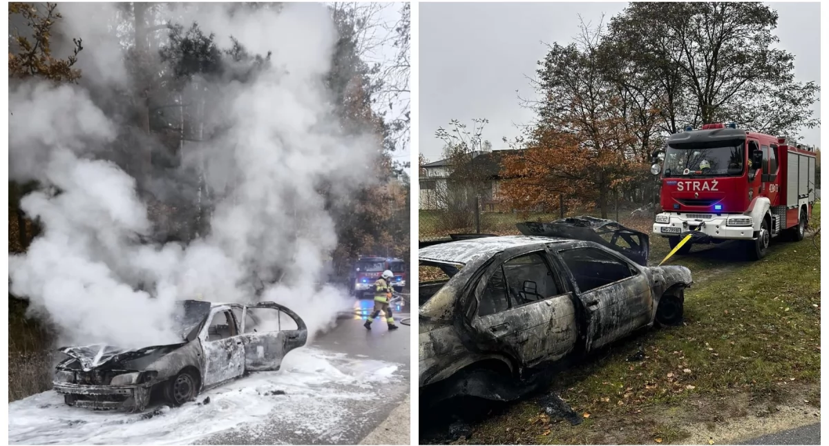 Samochód spłonął doszczętnie