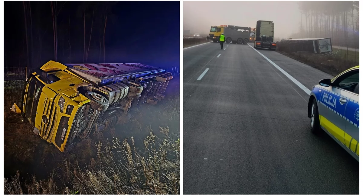 Ciężarówka wjechała do rowu - Korki przy wyciąganiu pojazdu były ogromne