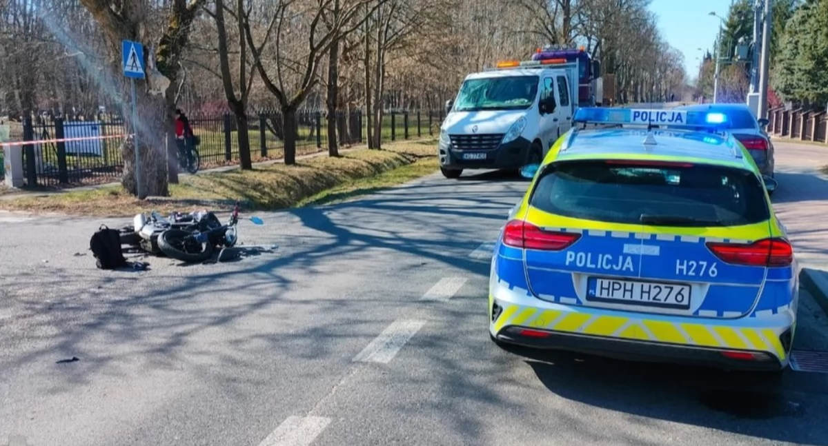 Wypadek niedaleko szkoły. Ranny 17-letni motocyklista w szpitalu