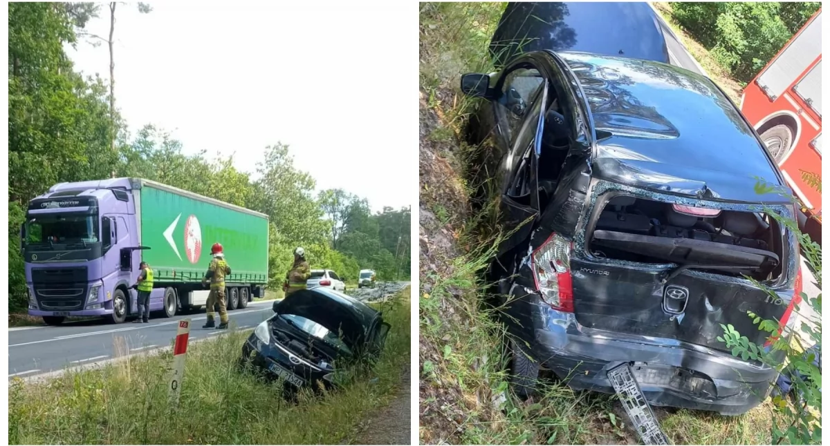 Ciężarowe volvo uderzyło w osobówkę - Ranny kierowca hyundaia w szpitalu