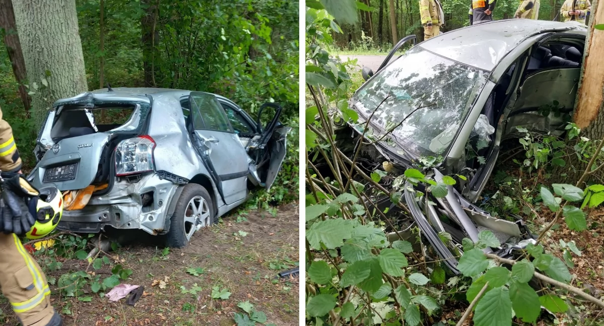 Toyotą w drzewo. Kierowca był pijany