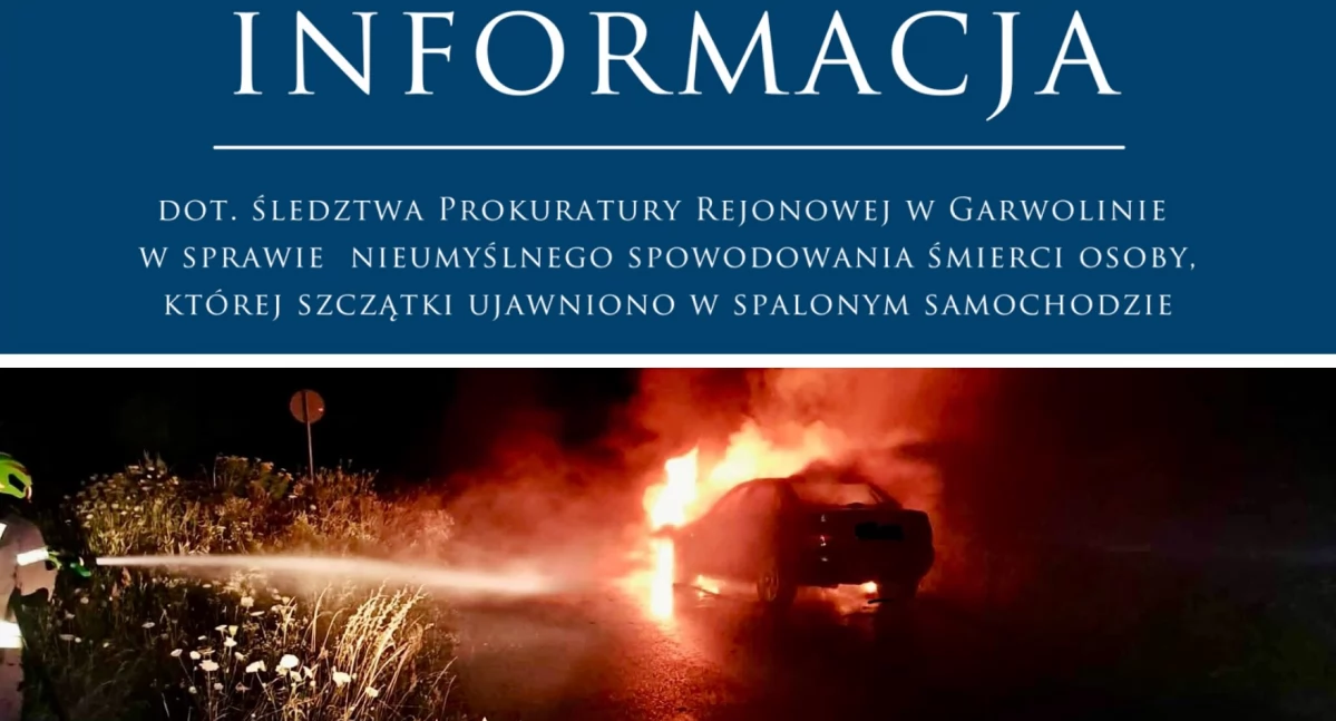 Śledztwo w sprawie zwłok w spalonym samochodzie - jest wstępna opinia biegłego