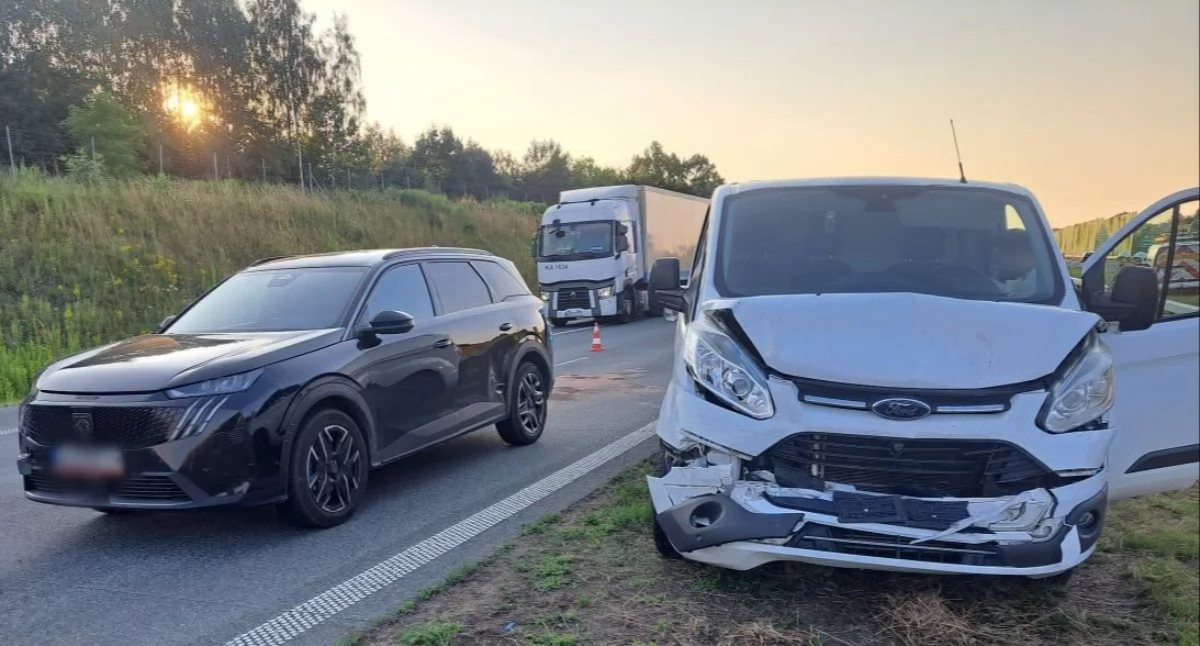Kolizja na S17. Ford uderzył w tył peugeota