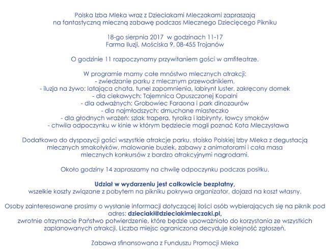 Dziecięcy mleczny piknik z Dzieciakami Mleczakami w Farmie Iluzji