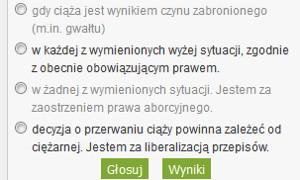 Sonda: W jakich sytuacjach uważasz za dopuszczalne przerwanie ciąży (aborcję)?