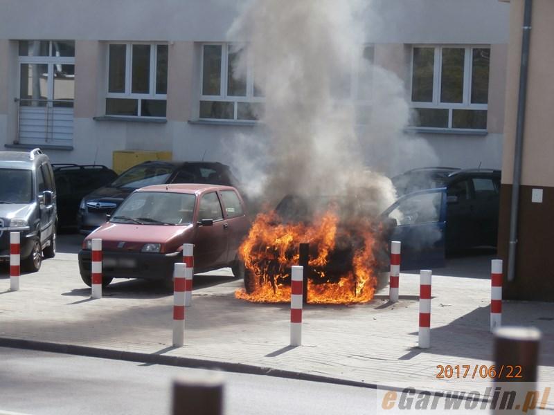 Pożar samochodu przy Przychodni w Garwolinie