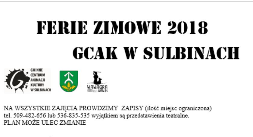 Zimowe ferie w Gminnym Centrum Animacji Kultury