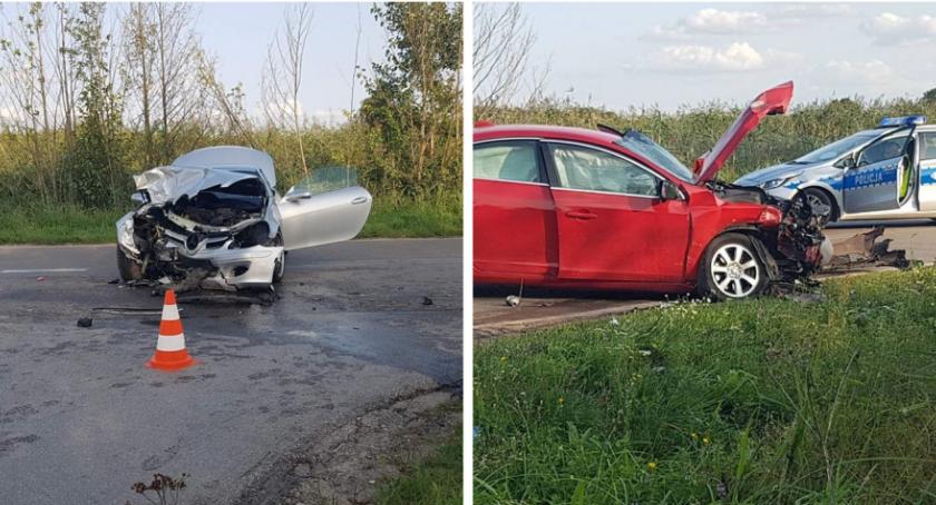 Czołowe zderzenie samochodów w Sulbinach