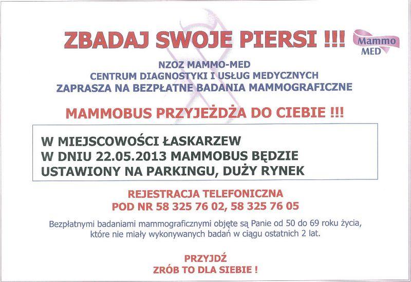 Bezpłatne badania mammograficzne