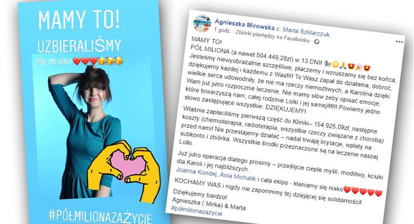Pół miliona zł w 13 dni – ogromny sukces zbiórki dla Karoliny