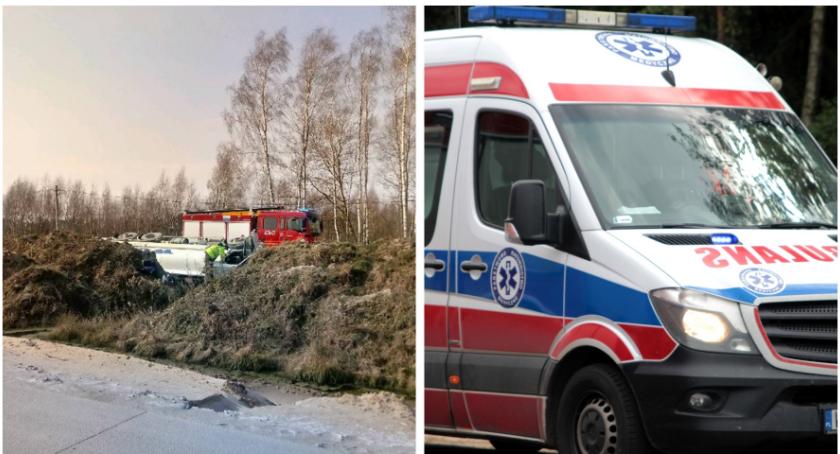 Ciężarówka w rowie – policja poszukuje kierowcy karetki