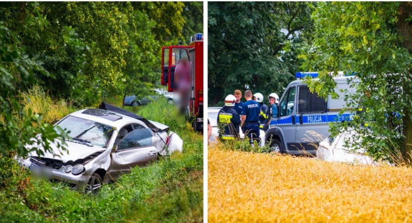 Mercedes zjechał do rowu i uderzył w drzewo
